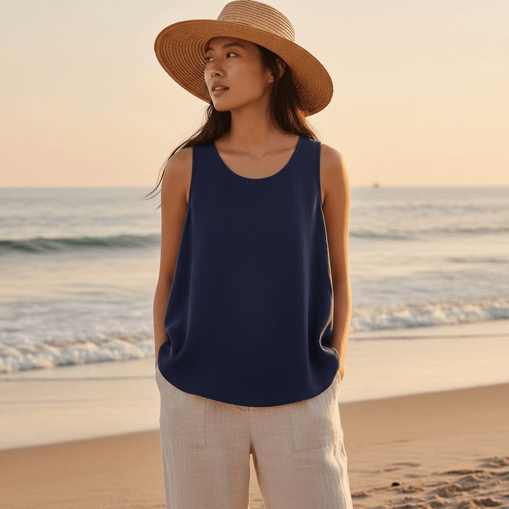 Tommy Bahama Sansabar Modal Blend Tank Top Navy Blue Size Small‎